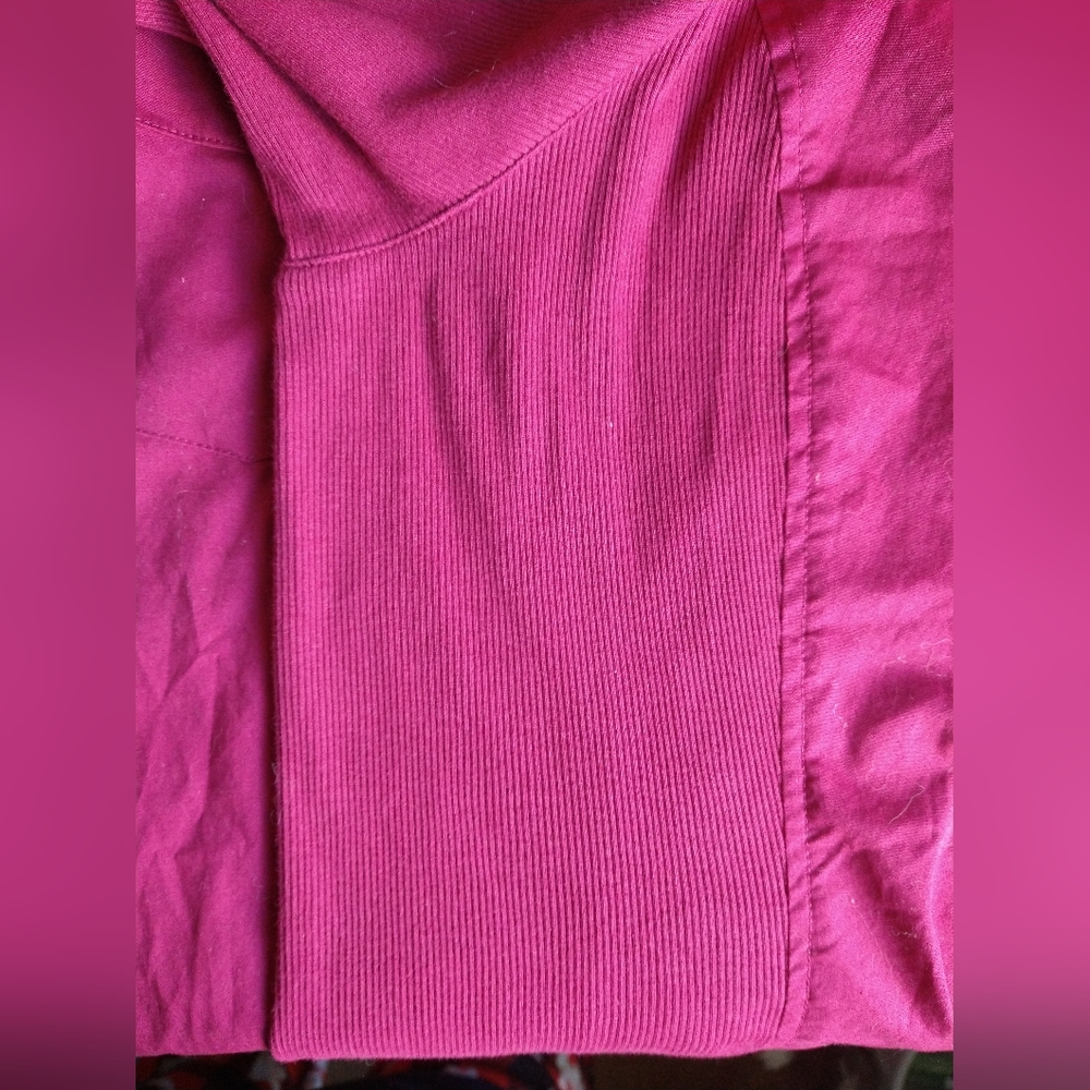 JMS Just My Size Women's Plus Size 3XG Dark Pink/Fuchsia Button Up Shirt Long Sl - Picture 7 of 10